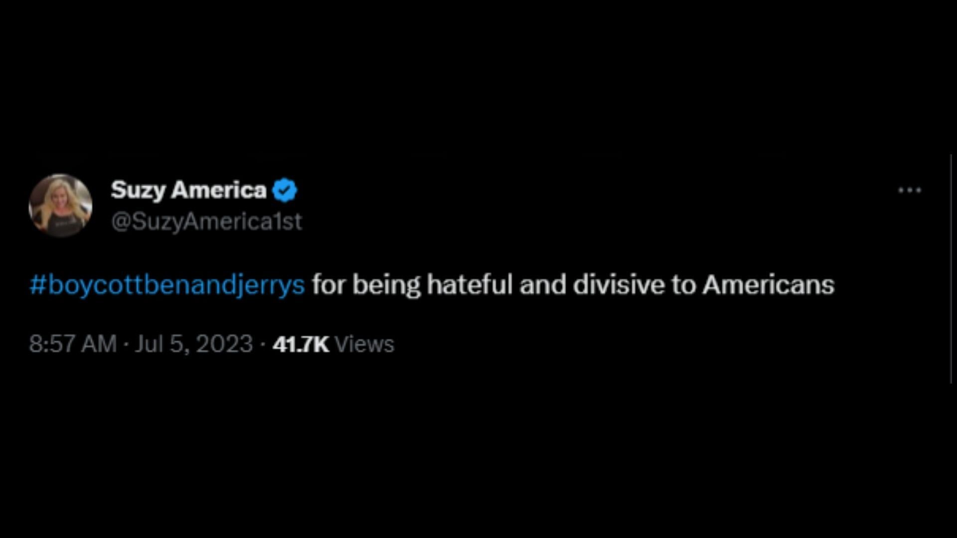 Screenshot of a Twitter user remarking on the ice cream company's controversial Fourth of July post. (Photo via @benandjerrys/Twitter)